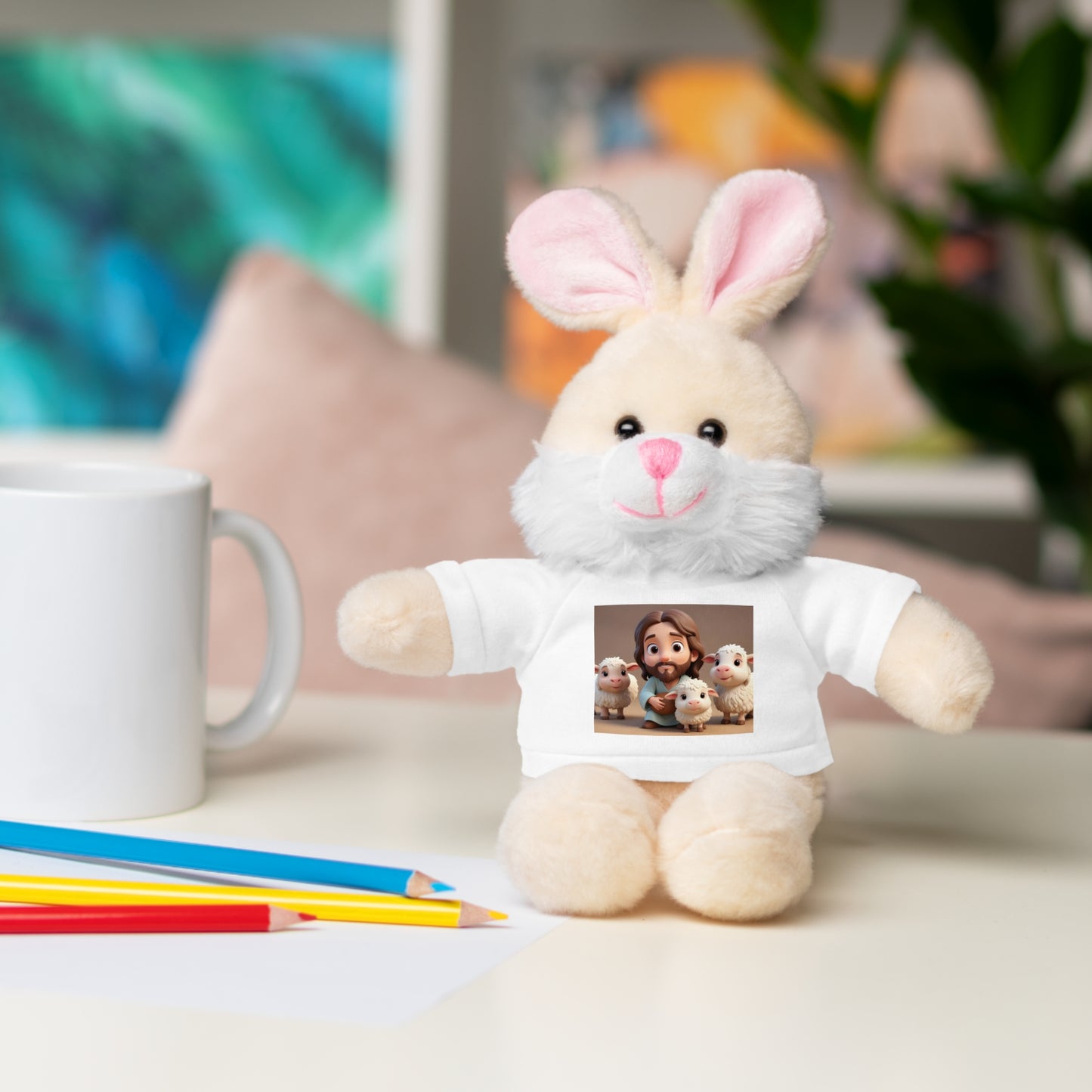 Peluches de Animales con camisa de Jesús y las ovejas